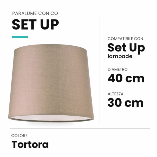 Ideal lux set up paralume conico in tessuto 40x30cm tortora