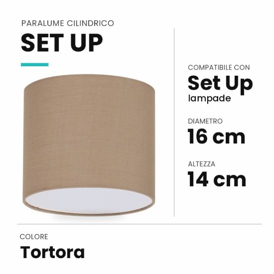 Ideal lux set up paralume cilindrico in tessuto 16x14cm tortora
