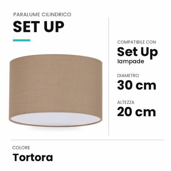 Ideal lux set up paralume cilindrico in tessuto 30x20cm tortora