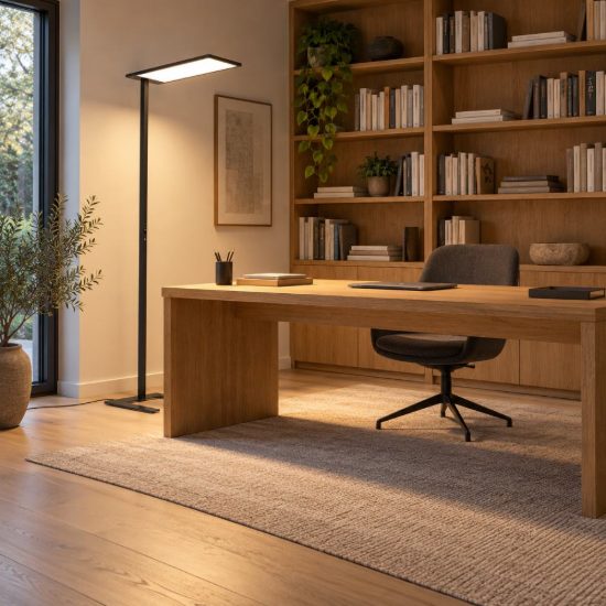 Ideal lux comfort-1 piantana led 76w 4000k con sensori 195cm per ufficio moderna nera