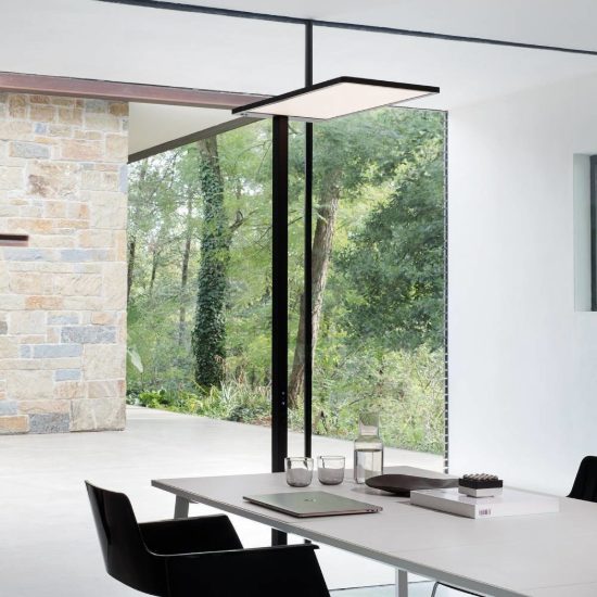 Ideal lux comfort-1 piantana led 76w 4000k con sensori 195cm per ufficio moderna nera