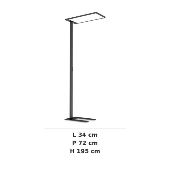 Ideal lux comfort-1 piantana led 76w 4000k con sensori 195cm per ufficio moderna nera