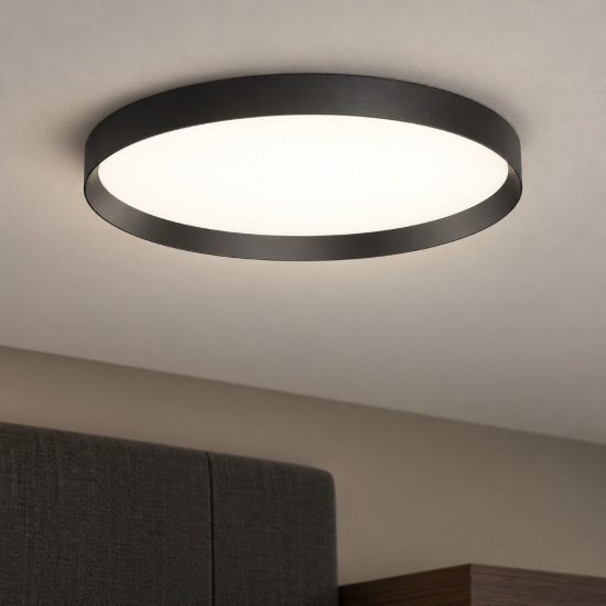 Ideal lux fly plafoniera led 53w 4000k 60cm per soggiorno moderna nera