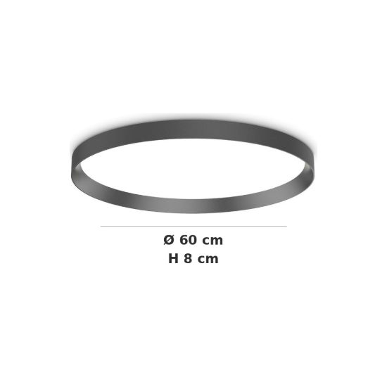 Ideal lux fly plafoniera led 53w 4000k 60cm per soggiorno moderna nera