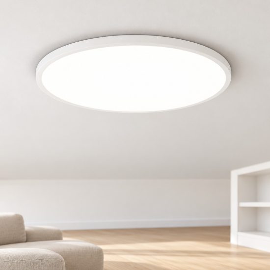 Ideal lux fly slim plafoniera led 53w 4000k 60cm per soggiorno moderna bianca