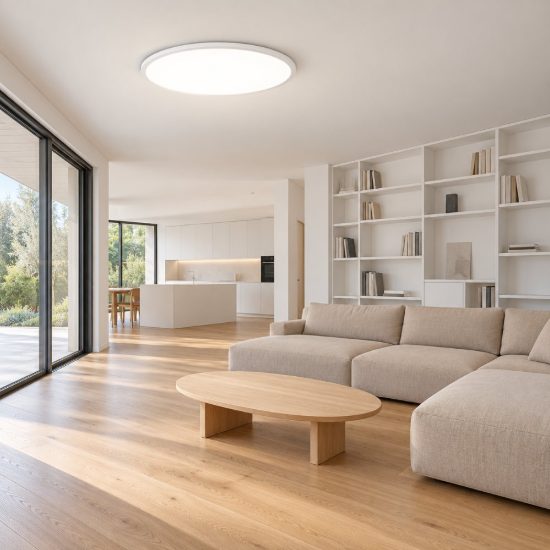 Ideal lux fly slim plafoniera led 53w 4000k 60cm per soggiorno moderna bianca