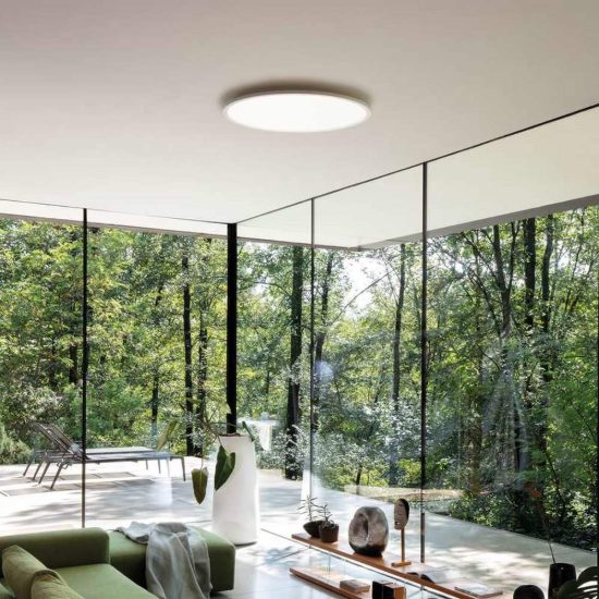Ideal lux fly slim plafoniera led 53w 4000k 60cm per soggiorno moderna bianca