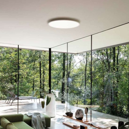 Ideal lux fly slim plafoniera led 68w 3000k 90cm per soggiorno moderna bianca