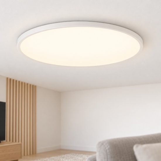 Ideal lux fly slim plafoniera led 68w 4000k 90cm per soggiorno moderna bianca