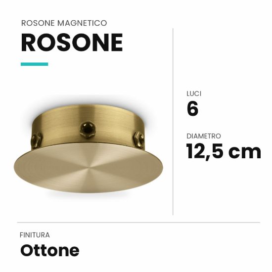 Ideal lux rosone magnetico a 6 luci 12,5cm ottone
