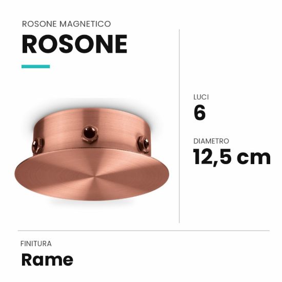 Ideal lux rosone magnetico a 6 luci 12,5cm rame