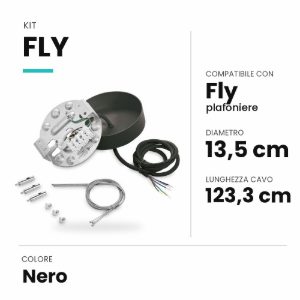 Ideal lux fly kit di sospensione per plafoniere nero