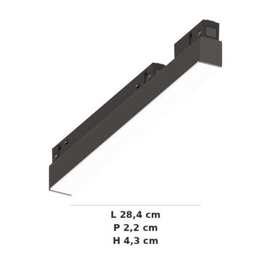 Ideal lux ego wide faretto lineare per binario led 7w 4000k 28,4cm on-off nero