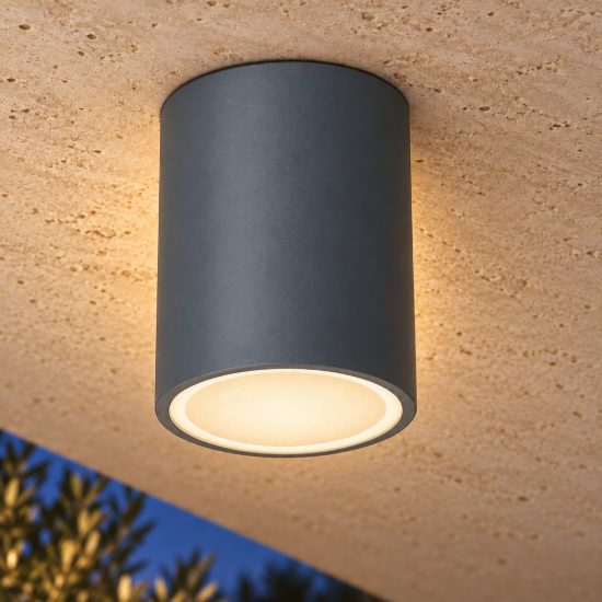 Ideal lux techo faretto da esterno soffitto gu10 9 cm moderno antracite ip54