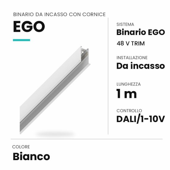 Ideal lux ego binario da incasso con cornice 48v 1m dali/1-10v bianco
