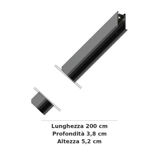 Ideal lux ego binario da incasso con cornice 48v 2m dali/1-10v nero