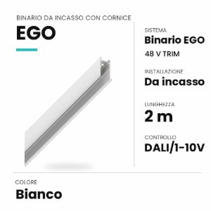 Ideal lux ego binario da incasso con cornice 48v 2m dali/1-10v bianco