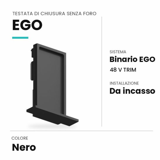 Ideal lux ego testata di chiusura senza foro per binario da incasso con cornice nera