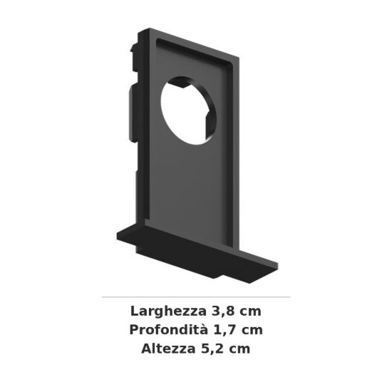 Ideal lux ego testata di chiusura con foro per binario da incasso con cornice nera