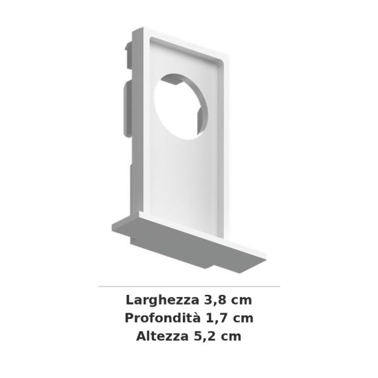 Ideal lux ego testata di chiusura con foro per binario da incasso con cornice bianca