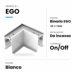 Ideal lux ego giunto a l per binario da incasso con cornice on-off bianco