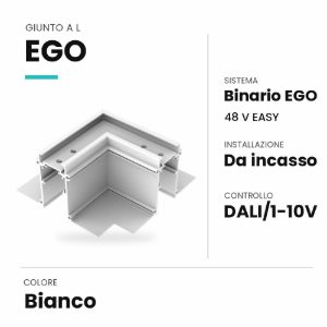 Ideal lux ego giunto a l per binario da incasso easy dali/1-10v bianco