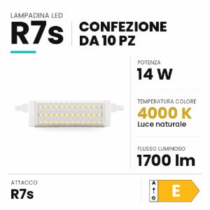 Ideal lux lampadina led r7s lineare 118 mm 14w 4000k trasparente confezione 10 pezzi