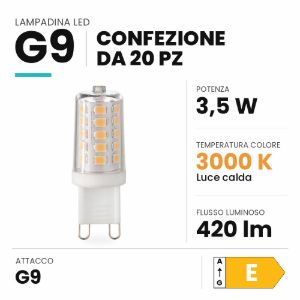 Ideal lux lampadina led g9 a capsula 3,5w 3000k dimmerabile trasparente confezione 20 pezzi