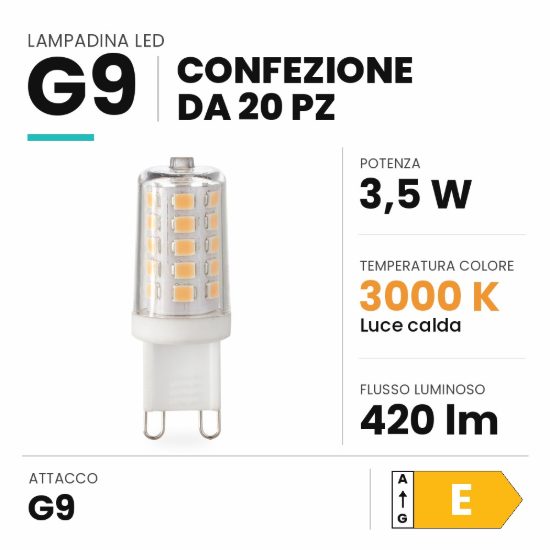 Ideal lux lampadina led g9 a capsula 3,5w 3000k dimmerabile trasparente confezione 20 pezzi
