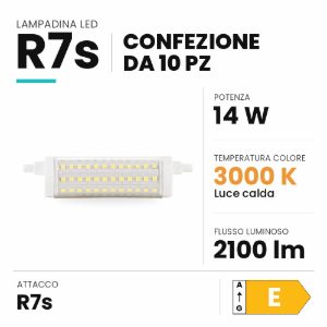 Ideal lux lampadina led r7s lineare 118 mm 14w 3000k dimmerabile trasparente confezione 10 pezzi