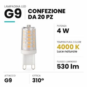 Confezione n20 lampadine g9 led 4w 4000k ideal lux