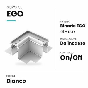 Ideal lux ego giunto a l per binario da incasso easy on-off bianco