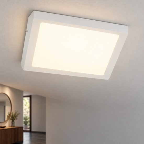 Ideal lux universal plafoniera quadrata led 36w 4000k 40 cm per ingresso moderna bianca