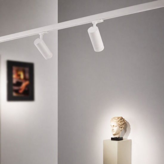 Ideal lux eos faretto per binario trifase orientabile led 25w 4000k con zoom cilindrico bianco
