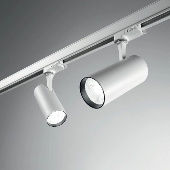 Ideal lux fox faretto per binario trifase orientabile led 8w 4000k cilindrico bianco