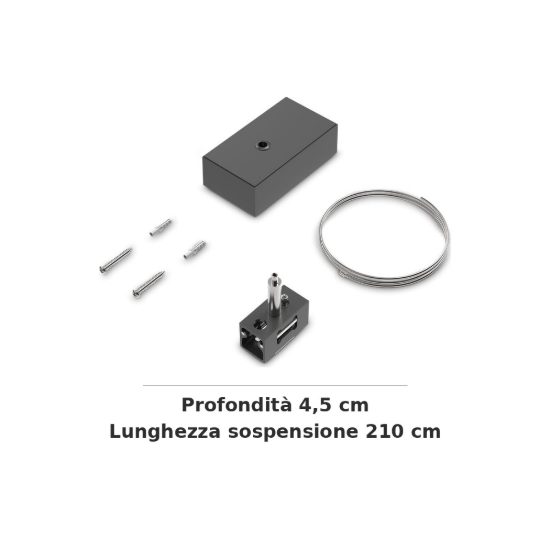 Ideal lux ego rosone con kit di sospensione 2m per binario bi-emission nero