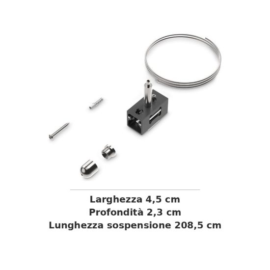 Ideal lux ego kit di sospensione 2m per binario bi-emission nero