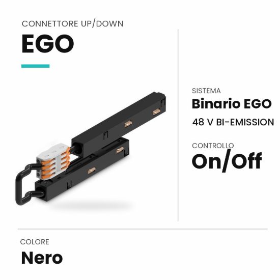 Ideal lux ego connettore up/down per binario bi-emission on-off nero