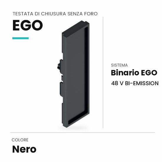 Ideal lux ego testata di chiusura senza foro per binario bi-emission nera