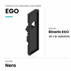 Ideal lux ego testata di chiusura con foro per binario bi-emission nera