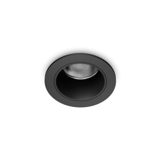 Ideal lux quark faretto da incasso per cartongesso 12w 3000k foro 4,5cm rotondo nero