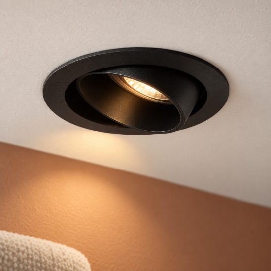 Ideal lux quark faretto da incasso per cartongesso orientabile 9w 3000k foro 5,2cm rotondo nero