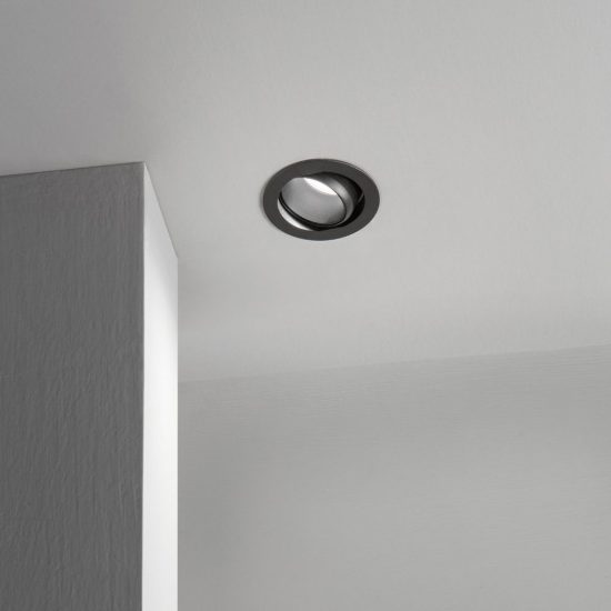 Ideal lux quark faretto da incasso per cartongesso orientabile 9w 3000k foro 5,2cm rotondo nero