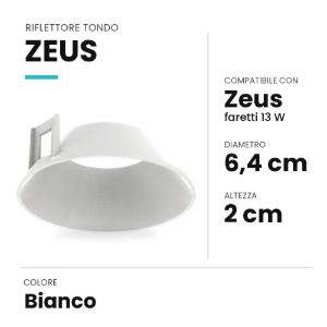 Ideal lux zeus riflettore tondo per faretti da incasso 13w bianco