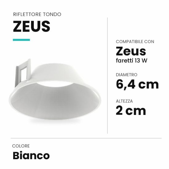 Ideal lux zeus riflettore tondo per faretti da incasso 13w bianco
