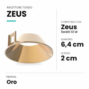Ideal lux zeus riflettore tondo per faretti da incasso 13w oro