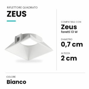 Ideal lux zeus riflettore quadrato per faretti da incasso 13w bianco