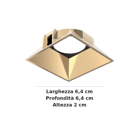 Ideal lux zeus riflettore quadrato per faretti da incasso 13w oro