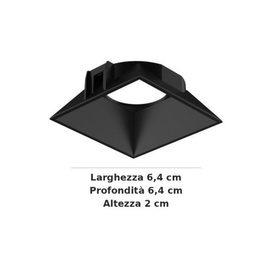 Ideal lux zeus riflettore quadrato per faretti da incasso 13w nero