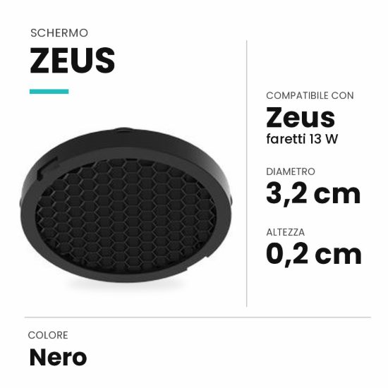 Ideal lux zeus schermo a nido d'ape per faretti da incasso 13w nero